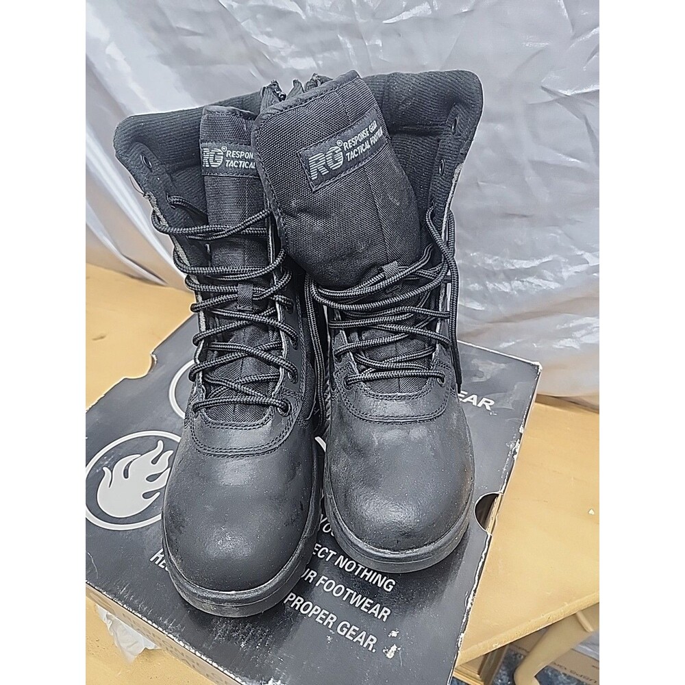 Response Gear Tactical Boots Side Zip Black Men's 9.5 Model 1077 NIB width EE
